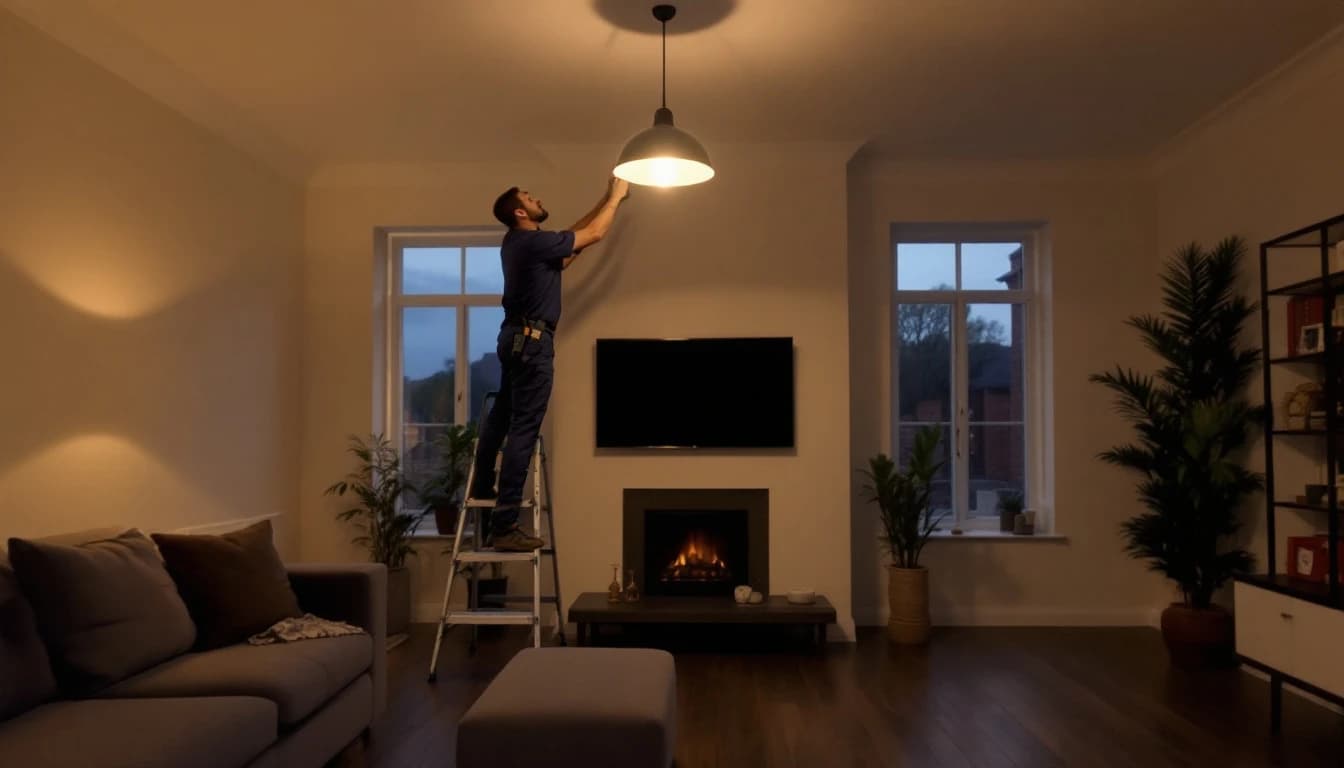 Flickering ceiling light in a London home being inspected by a NICEIC registered electrician