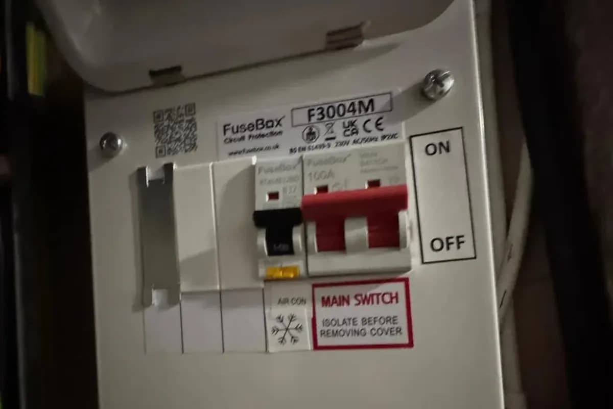 New FuseBox consumer unit with main switch, fitted by our team