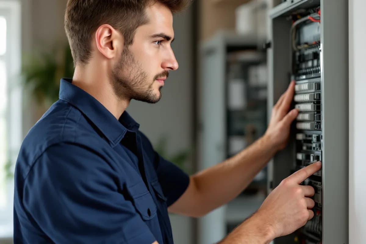 Electrician responding to an emergency callout at a residential property