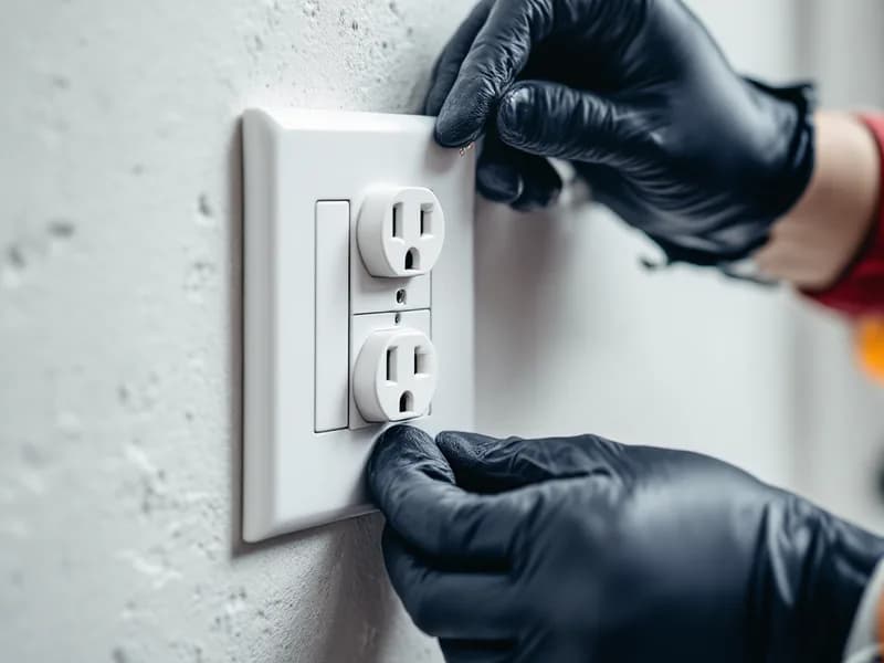 Close-up of an electrician installing a socket