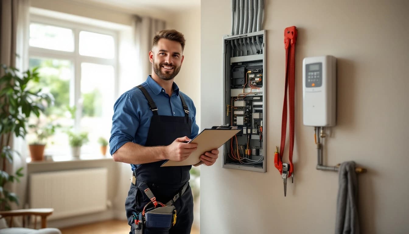 A London electrician inspecting a consumer unit to issue a landlord EICR electrical safety certificate